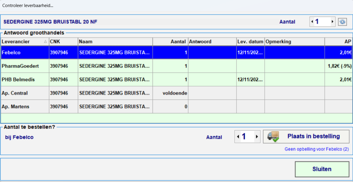 Aankoopprijzen via Tab Bestel