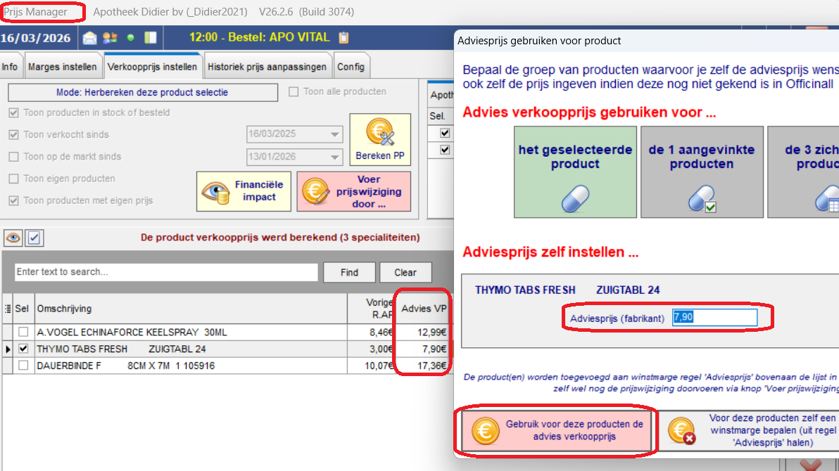 In de prijsmanager